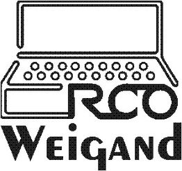 Logo mit einer stilisierten Schreibmaschine und dem Text "RCO Weigand".