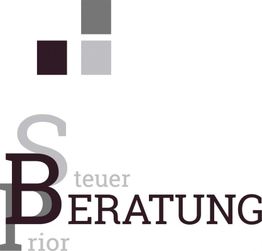 Steuerberatung Logo mit Buchstaben "SB", stilisiertem Gitter und Schrift in verschiedenen Grautönen.