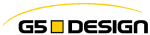 Logo mit gelbem Bogen über "GS Design" in schwarzen Buchstaben und gelbem Quadrat.
