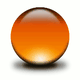 Glänzende, orangefarbene Kugel mit Farbverlauf von dunkel oben zu hell unten.