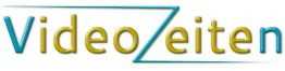 Schriftzug "VideoZeiten" mit farblich abgesetzten Buchstaben.