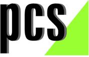 Logo mit den Buchstaben "pcs" und grünem Dreieck im Hintergrund.
