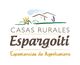 Logo de "Casas Rurales Espargoiti", experiencias de agroturismo, con montañas y plantas.