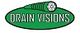 Logo with green oval, hose graphic, and text "DRAIN VISIONS" in white.