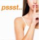 Frau mit Finger über den Lippen, daneben der Text "pssst.." in orange auf weißem Hintergrund.