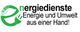 Logo mit Blatt, Stecker und Text: "nergiedienste - Energie und Umwelt aus einer Hand!"