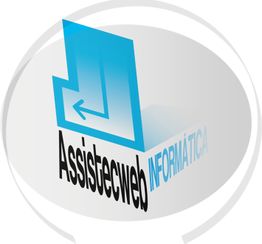 Logotipo com o texto "Assistecweb Informática" e um ícone azul de seta à esquerda.