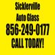 Yellow sign for Sicklerville Auto Glass with phone number 856-249-0177, urging to call today.