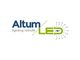 Logo of Altum LED with text "lighting retrofit" and stylized light burst around "LED".