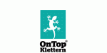 Ein Gecko auf blauem Hintergrund mit der Aufschrift "OnTop Klettern" darunter.