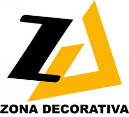 Logotipo con una "Z" negra y un triángulo amarillo, texto abajo: "Zona Decorativa".