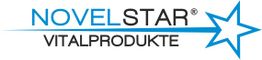 Logo von Novelstar Vitalprodukte mit blauem Stern.