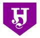Lilaes Wappen mit einem stilisierten weißen Buchstaben "H".