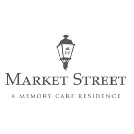 Market Street logo with a vintage lamp. Text: "A Memory Care Residence."