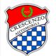 Stemma Crescenzo Automobili, scudo rosso e blu con scritta. Fondata nel 1972 da Mario Crescenzo.