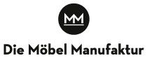 Logo mit schwarzem Kreis und Buchstaben "MM". Text: "Die Möbel Manufaktur".