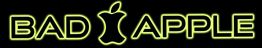 "Neon green text 'BAD APPLE' with an apple core icon replacing the 'A' in 'APPLE'."