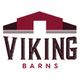 Logo of Viking Barns featuring a stylized red barn roof above the text "Viking Barns."
