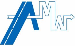 Blaues Logo mit Straße, die ein "A" bildet, und einem weißen "M" mit Pfeil nach rechts.