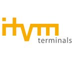 Logo mit gelbem "hvm" und grauem Text "terminals" auf weißem Hintergrund.