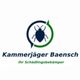 Logo für Kammerjäger Baensch mit Käfer-Symbol und Slogan "Ihr Schädlingsbekämpfer".