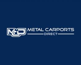 Logo of Metal Carports Direct with initials "MCD" on a dark blue background.