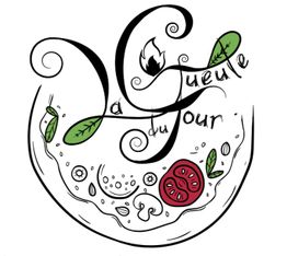 Logo circulaire avec texte "La Gueule du Tour" et dessins de légumes.