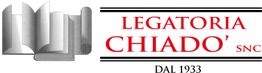 Logo di Legatoria Chiado, con un libro aperto e testo "Legatoria Chiado SNC dal 1933".
