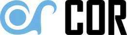 Blue wave logo next to black "COR" text.