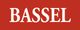 Texto "BASSEL" en letras blancas sobre fondo rojo.