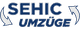 Logo mit Text "SEHIC UMZÜGE" in Blau, umgeben von zwei stilisierten Pfeilen.