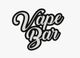 Schwarzer Schriftzug "Vape Bar" auf weißem Hintergrund, dekorativ geschwungene Buchstaben.