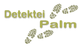 Text: "Detektei Palm" mit Fußspuren daneben.