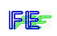 Blaues "FE"-Logo mit grünen Linien im Hintergrund vor einem weißen Hintergrund.