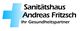 Blaues Pluszeichen mit Text "Sanitätshaus Andreas Fritzsch - Ihr Gesundheitspartner".