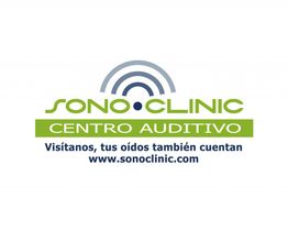 Logotipo de Sono Clinic con texto "Centro Auditivo" y "Visítanos, tus oídos también cuentan".