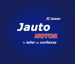Texto promocional "Jauto Motor, tu taller de confianza" sobre fondo azul.