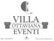 Logo di Villa Ottaviana Eventi con colonne e contatti email e telefono in basso.