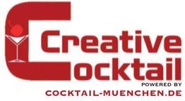 Logo von "Creative Cocktail" mit Link zu "Cocktail-Muenchen.de". Roter Text mit Cocktailglas.