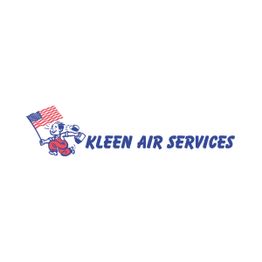 Logo with "Kleen Air Services" text and a cartoon figure holding an American flag.