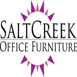 Logo of SaltCreek Office Furniture with purple sunburst design.