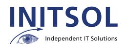 Logo von INITSOL mit Auge und Pfeil darunter "Independent IT Solutions".