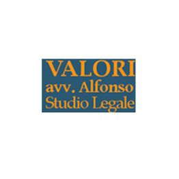 Logo dello studio legale Valori avv. Alfonso, testo arancione su sfondo blu.