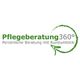 Logo mit grünem Text: "Pflegeberatung 360° - Persönliche Beratung mit Rundumblick".