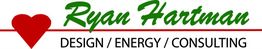 Text logo: Heart with "Ryan Hartman" in green, "Design / Energy / Consulting" in black.