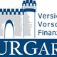 Logo mit einer stilisierten Burg und Text: „Versichern Vorsorgen Finanzieren BURGARD“.