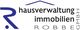 Logo von Hausverwaltung Immobilien Robbe GmbH mit blauem R und Hausdachsymbol.