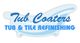 Logo for "Tub Coaters: Tub & Tile Refinishing" featuring a stylized bathtub.