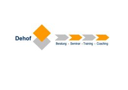 Logo von Dehof mit den Worten: Beratung, Seminar, Training, Coaching und grafischen Pfeilen.