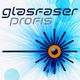 Logo mit Text "glasfaser profis" und einem blauen abstrakten Design im Hintergrund.